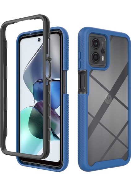 Motorola Moto G13 / G23 Için Hibrit Bumper Tam Koruma Telefon Kılıfı - Lacivert (Yurt Dışından)