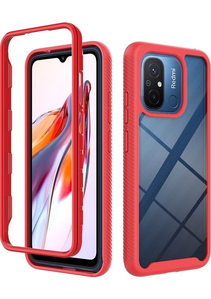 Xiaomi Redmi 12C Için Hibrit Bumper Tam Koruma Telefon Kılıfı - Kırmızı (Yurt Dışından)