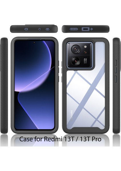 Xiaomi 13T /13T Pro / Redmi K60 Ultra Için Hibrit Bumper Tam Koruma Telefon Kılıfı - Siyah (Yurt Dışından)