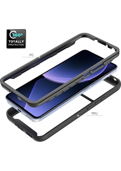 Xiaomi 13T /13T Pro / Redmi K60 Ultra Için Hibrit Bumper Tam Koruma Telefon Kılıfı - Siyah (Yurt Dışından)