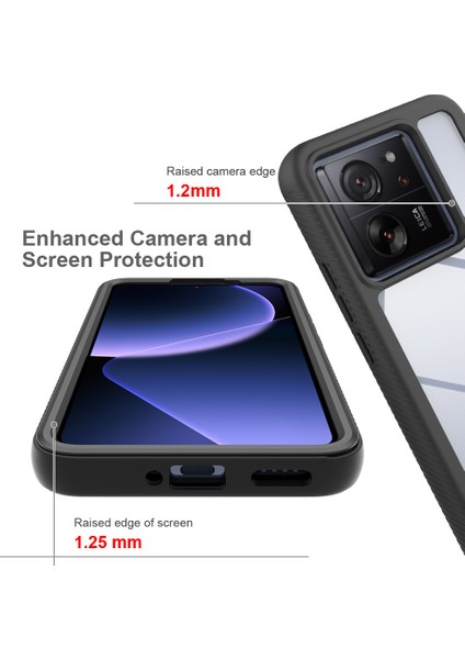 Xiaomi 13T /13T Pro / Redmi K60 Ultra Için Hibrit Bumper Tam Koruma Telefon Kılıfı - Siyah (Yurt Dışından)