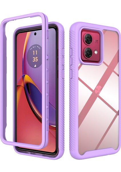 Motorola Moto G84 Için Hibrit Bumper Tam Koruma Telefon Kılıfı - Mor (Yurt Dışından)