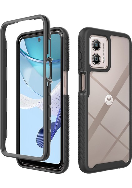 Motorola Moto G53 Için Hibrit Bumper Tam Koruma Telefon Kılıfı - Siyah (Yurt Dışından)