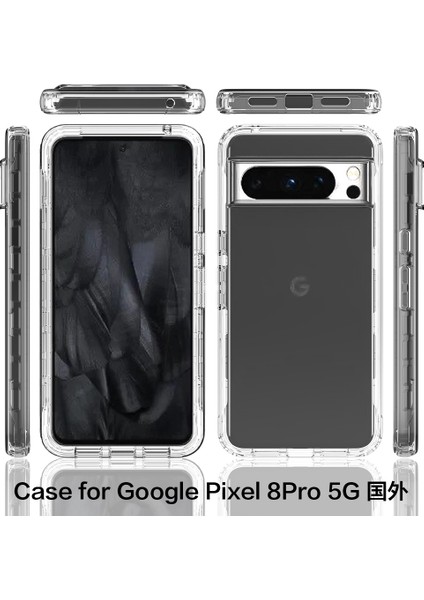 Google Pixel 8 Pro Için Hibrit Bumper Tam Koruma Telefon Kılıfı - Clear (Yurt Dışından)