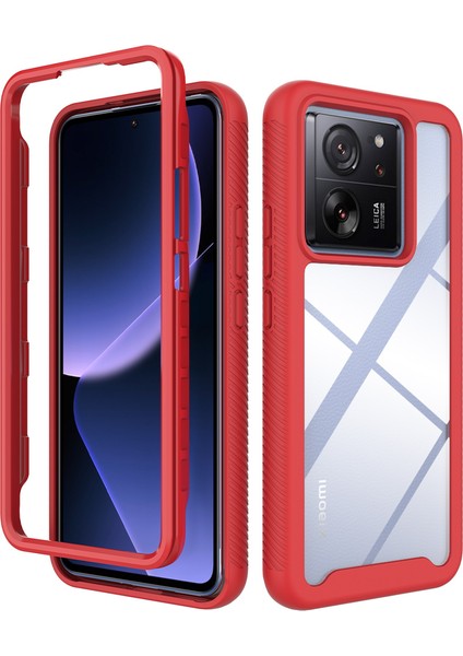 Xiaomi 13T /13T Pro / Redmi K60 Ultra Için Hibrit Bumper Tam Koruma Telefon Kılıfı - Kırmızı (Yurt Dışından)