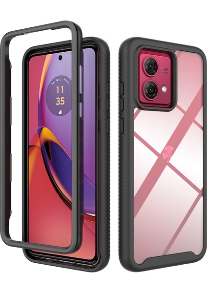 Motorola Moto G84 Için Hibrit Bumper Tam Koruma Telefon Kılıfı - Siyah (Yurt Dışından)