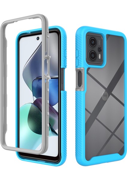 Motorola Moto G13 / G23 Için Hibrit Bumper Tam Koruma Telefon Kılıfı - Mavi (Yurt Dışından)
