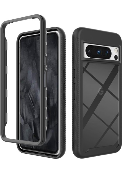 Google Pixel 8 Pro Için Hibrit Bumper Tam Koruma Telefon Kılıfı - Siyah (Yurt Dışından)