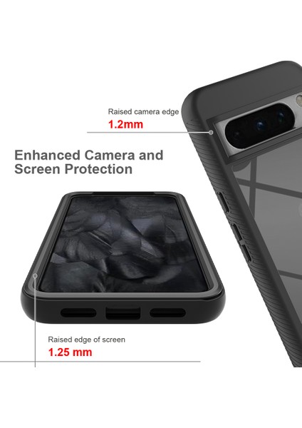 Google Pixel 8 Pro Için Hibrit Bumper Tam Koruma Telefon Kılıfı - Siyah (Yurt Dışından)