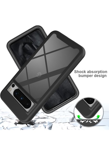 Google Pixel 8 Pro Için Hibrit Bumper Tam Koruma Telefon Kılıfı - Siyah (Yurt Dışından)