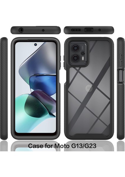 Motorola Moto G13 / G23 Için Yerleşik Ekran 360 Tam Koruma Telefon Kılıfı - Siyah (Yurt Dışından) fiyatları