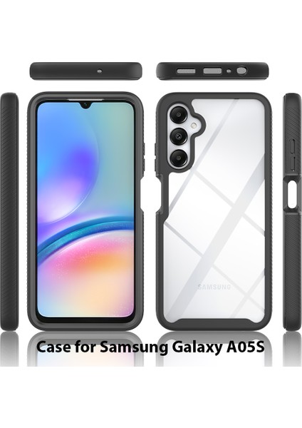 Samsung Galaxy A05S Için Hibrit Bumper Tam Koruma Telefon Kılıfı - Siyah (Yurt Dışından)