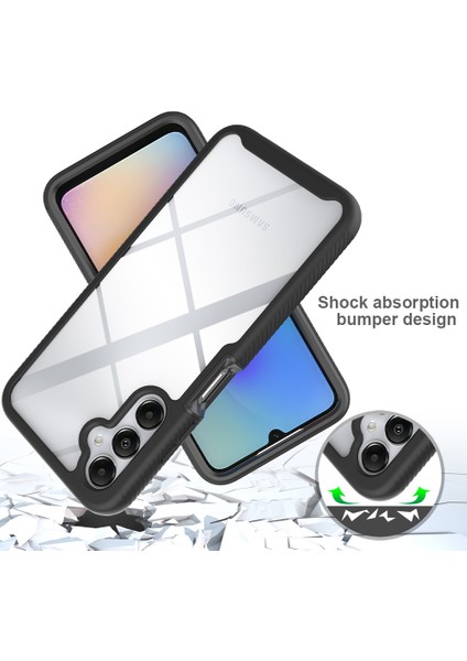 Samsung Galaxy A05S Için Hibrit Bumper Tam Koruma Telefon Kılıfı - Siyah (Yurt Dışından)