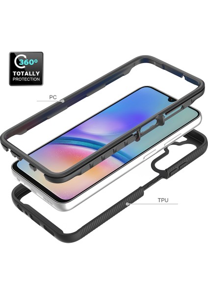 Samsung Galaxy A05S Için Hibrit Bumper Tam Koruma Telefon Kılıfı - Siyah (Yurt Dışından)
