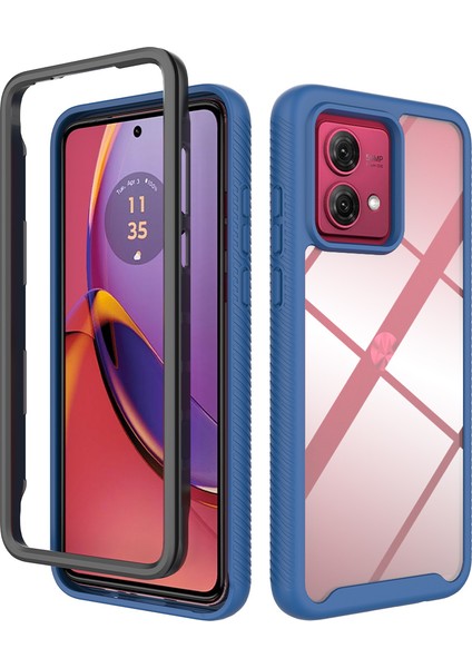 Motorola Moto G84 Için Hibrit Bumper Tam Koruma Telefon Kılıfı - Lacivert (Yurt Dışından)