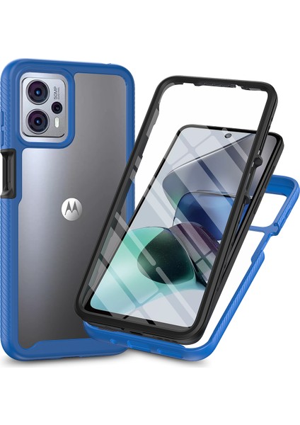 Motorola Moto G13 / G23 Için Yerleşik Ekran 360 Tam Koruma Telefon Kılıfı - Lacivert (Yurt Dışından)