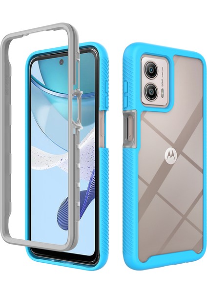 Motorola Moto G53 Için Hibrit Bumper Tam Koruma Telefon Kılıfı - Mavi (Yurt Dışından)