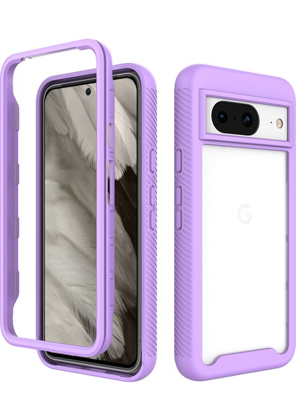 Google Pixel 8 Için Hibrit Bumper Tam Koruma Telefon Kılıfı - Mor (Yurt Dışından)