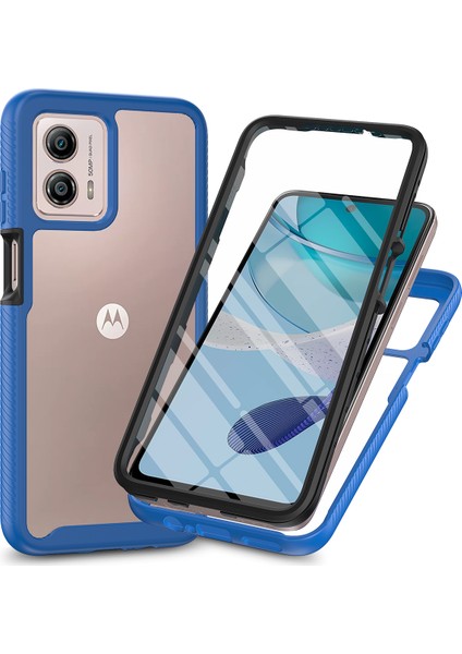 Motorola Moto G53 Için Yerleşik Ekran 360 Tam Koruma Telefon Kılıfı - Lacivert (Yurt Dışından)