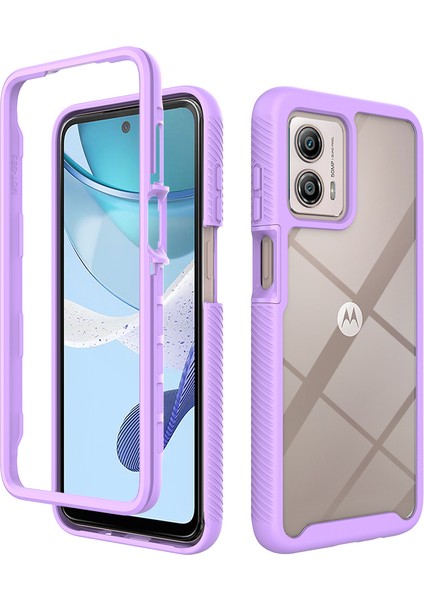 Motorola Moto G53 Için Hibrit Bumper Tam Koruma Telefon Kılıfı - Mor (Yurt Dışından)