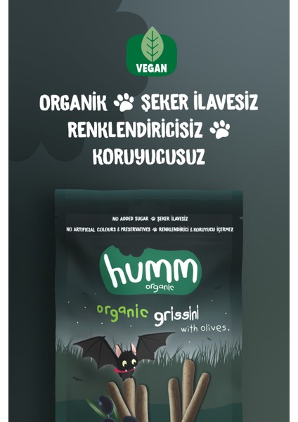 Humm Organic - Organik Vegan Zeytinli Grissini Atıştırmalık Paketi - 6 Adet