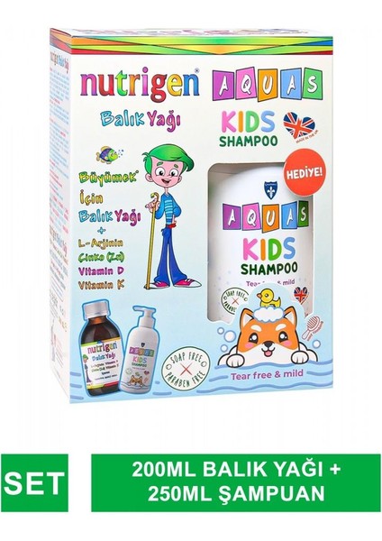 Balık Yağı Şurubu 200 ml + Aquas Kids Şampuan 250 ml Hediyeli