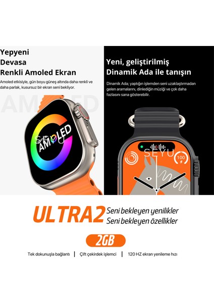 Seyu Watch Watch Ultra 2 Wear Plus Amoled Akıllı Saat Tüm Telefonlara Uyumlu