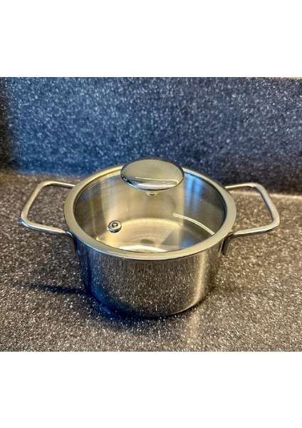 14 cm Küçük Boy Çelik Tencere - Çelik Tencere Derin 14X7CM - 1 Litre Kapasiteli