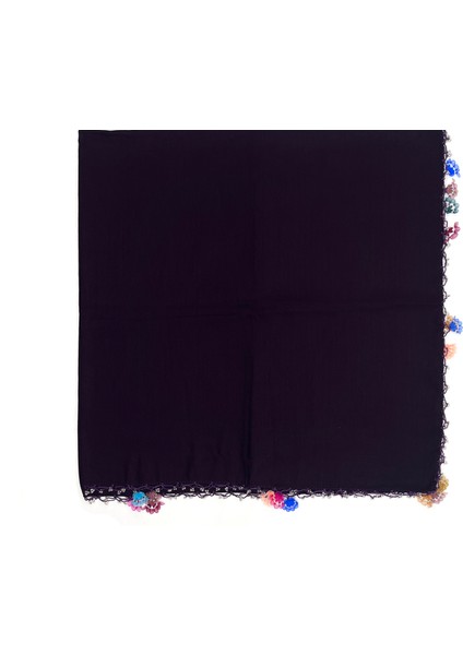Pamuklu El Işi Kurdele Oyalı Boncuklu Eşarp Yüksek Kalite Yazma 100X100CM Kelebek Boncuklu modelleri