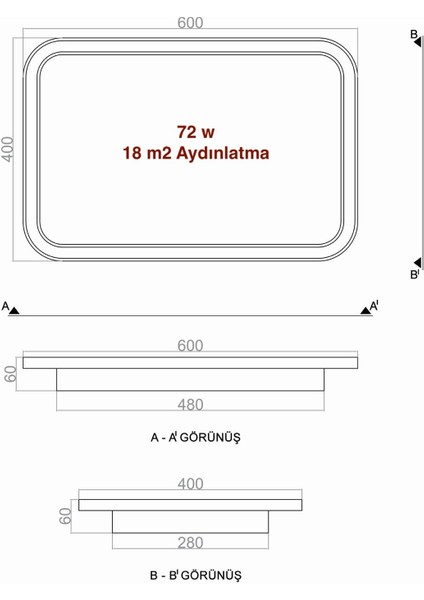 Plafonia 60X40CM Tavan Tipi LED Avize fiyatları