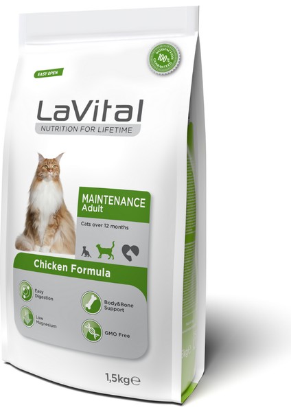 La Vital Tavuklu Maintenance Premium Yetişkin Kedi Maması 1.5 kg 2'li Paket