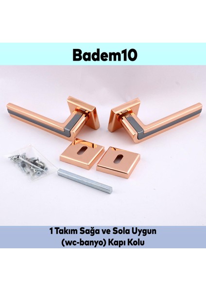 Defne Lüx Krom Bakır Gold Kare Rozetli Oda Kapısı Kapı Kolu Sağa ve Sola Uygun Kapı Kolları 1 Takım