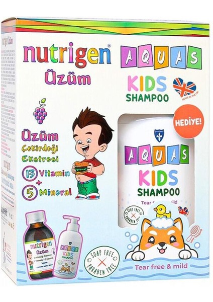 Üzüm Pediatrik Şurup 200 ml + Aquas Kids Şampuan 250 ml Hediyeli