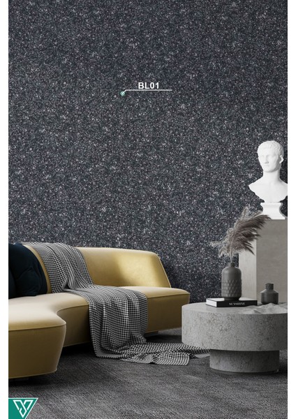 - Ipek Sıva - Organik Duvar Kaplama - Dekoratif Sıva - Siyah - 1.5 Kg - 5m² - Bl01