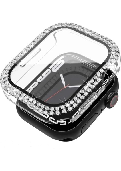 Apple Watch Seri 1 2 3 Elmas Cam+Kasa Koruyucu 42 mm Zarif Şık Tasarım Akıllı Saat Koruyucu Kılıfı