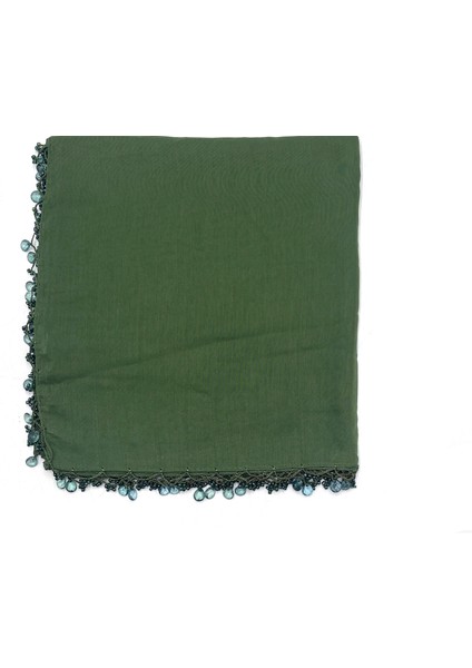 Pamuklu Damla Inci Boncuklu Eşarp Yüksek Kalite Yazma 100X100CM