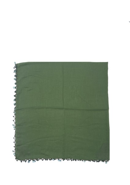 Pamuklu Damla Inci Boncuklu Eşarp Yüksek Kalite Yazma 100X100CM
