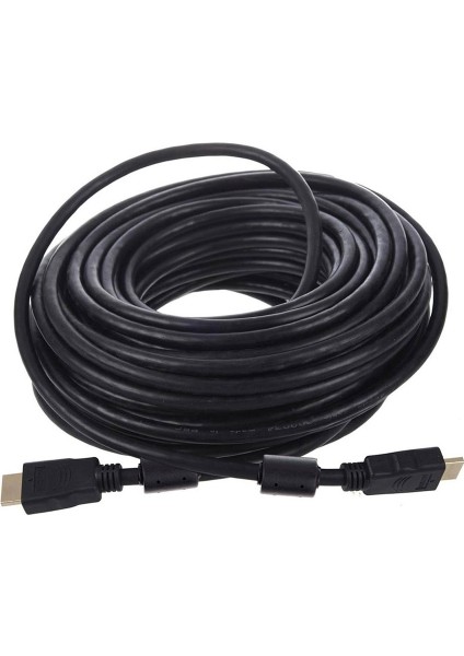 Fully G-507FS Plastik Düz Siyah 20 Metre Gold Poşetli HDMI Kablo