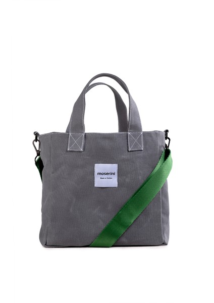 M Bag Kadın Gri Kanvas Yeşil Omuz Askılı Tote Bag Çanta fiyatları