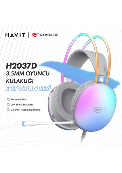 Gamenote H2037D Rgb Gaming Mikrofonlu Oyuncu Kulaklığı 3.5mm Jack