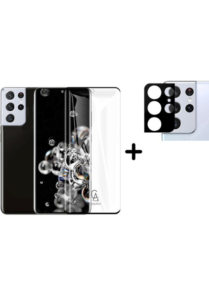 Samsung Galaxy S21 Ultra ile Uyumlu Tam Kaplayan Nano Esnek Ekran Koruyucu ve Arka Kamera Koruyucu fiyatları