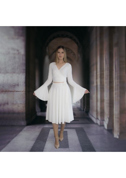 Likralı Dalgıç Kumaş Midi Boy Nikah Elbisesi