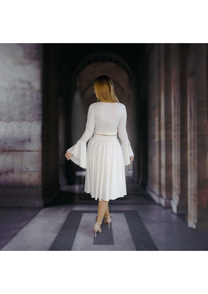 Likralı Dalgıç Kumaş Midi Boy Nikah Elbisesi modelleri