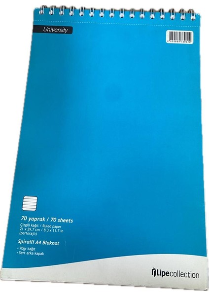 Lıpe Collectıon Unıversıty A4 Spiralli Bloknotçizgili 70 Yaprak Karışık
