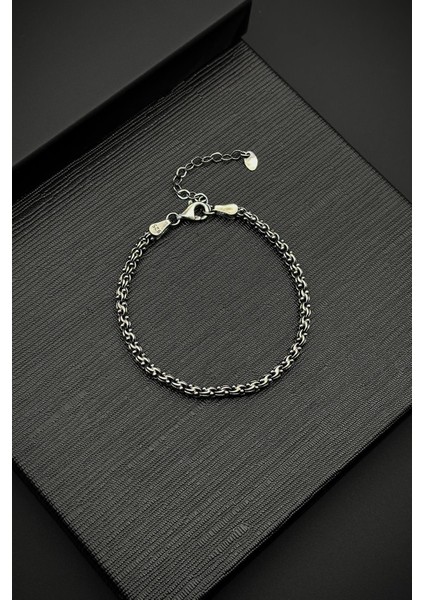 925 Ayar Gümüş Italyan Model Gümüş Renk Erkek Bileklik FRJ12074-3074-A