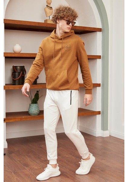 Erkek Basic Fit Kalıp Eşofman Altı Ekru - 948DNGR fiyatları