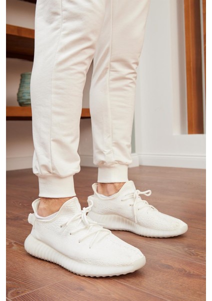 Erkek Basic Fit Kalıp Eşofman Altı Ekru - 948DNGR indirimleri