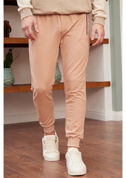Erkek Basic Fit Kalıp Eşofman Altı Sütlü Kahve - 948DNGR fiyatları
