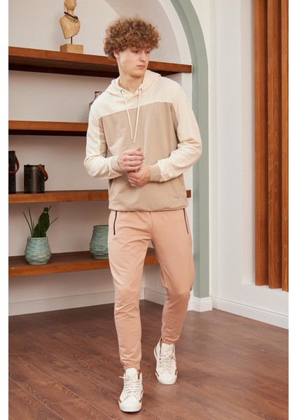 Erkek Regular-Fit Kalıp Eşofman Altı Sütlü Kahve - 932DNGR