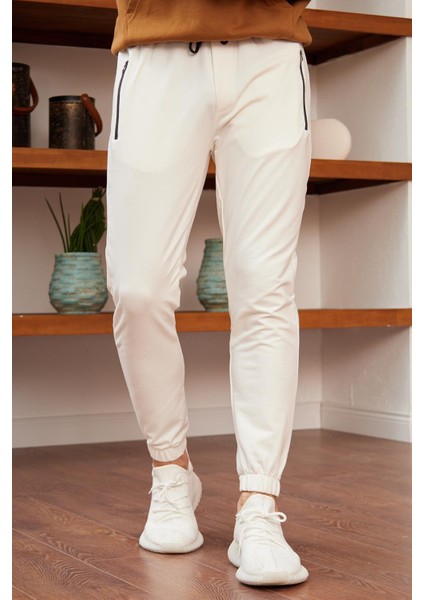 Erkek Regular-Fit Kalıp Eşofman Altı Ekru - 932DNGR